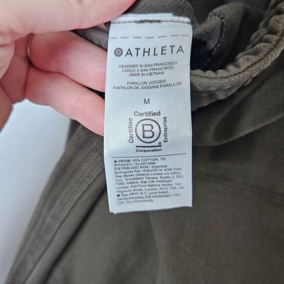 Athleta Womens M Olive Green Farallon Jogger Pants Cotton Pockets Elastic Waist - Picture 4 of 9